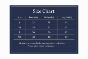 SKAIVOR: Navy Blue Kurta SIZE Chart