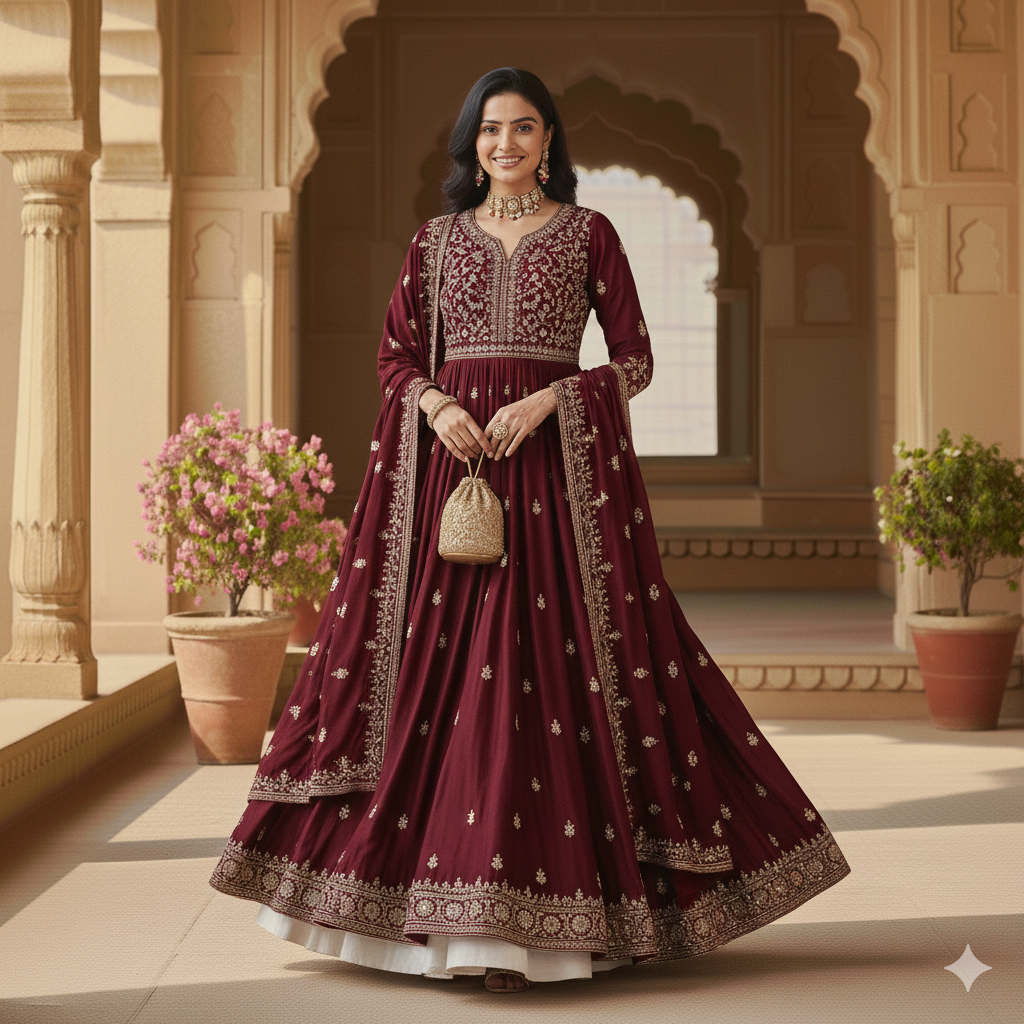 Skaivor - Maroon Kurta