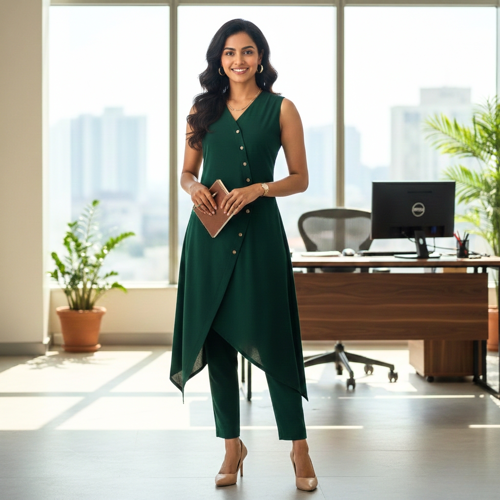 Emerald Wrap-Flow Kurta Set