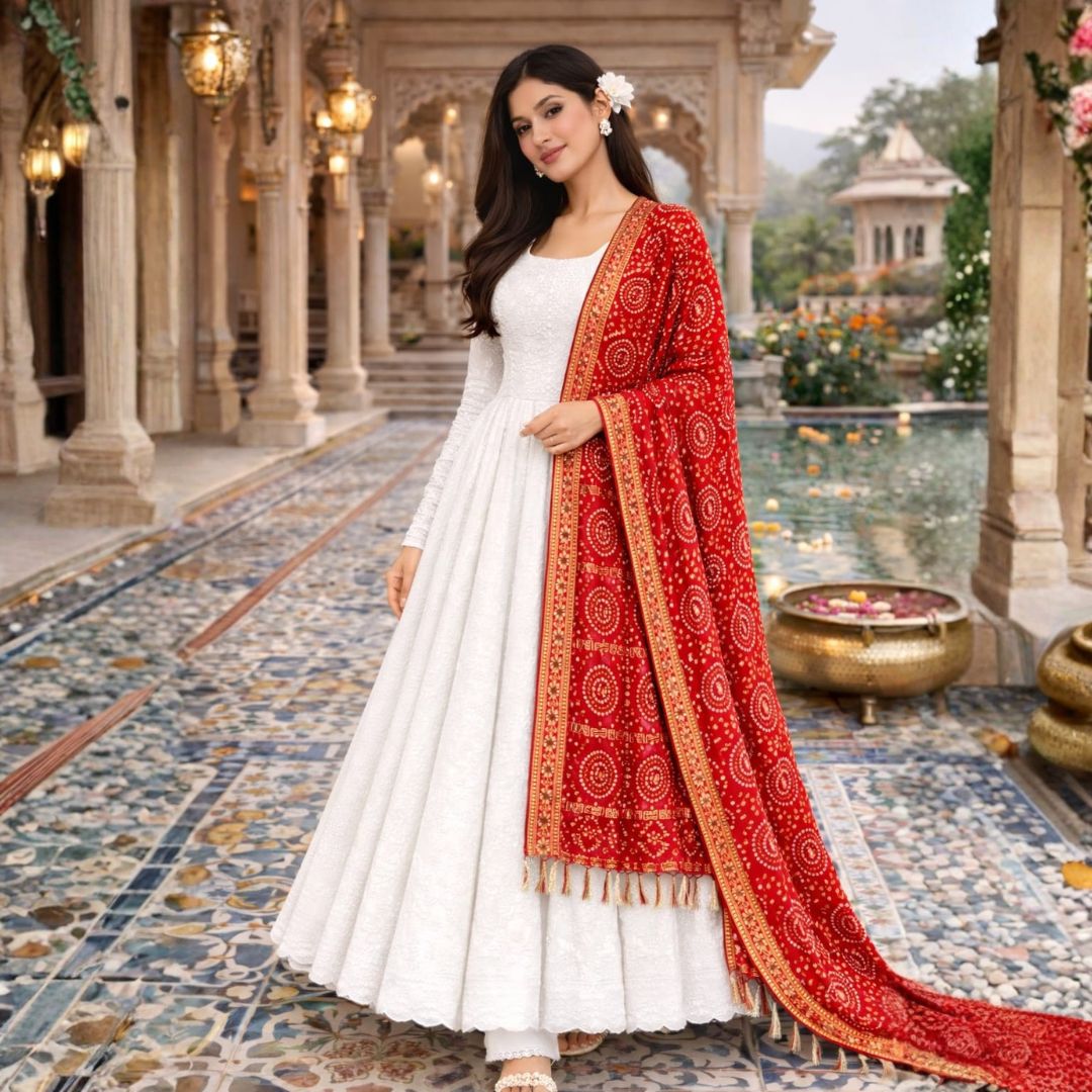 Ivory Noor Anarkali Set