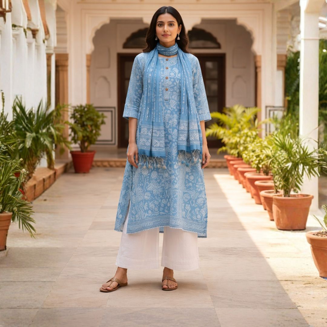 Skyloom Handblock Kurta Set