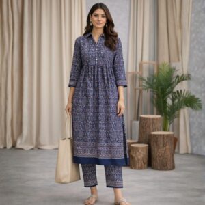 Indigo Heritage Printed Kurta Set