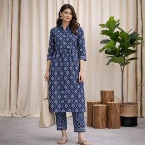 Skaivor | Indigo Printed Kurta Set