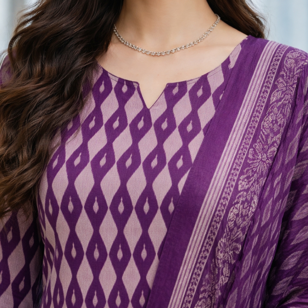 Niyara – Purple Ikat Kurta Set