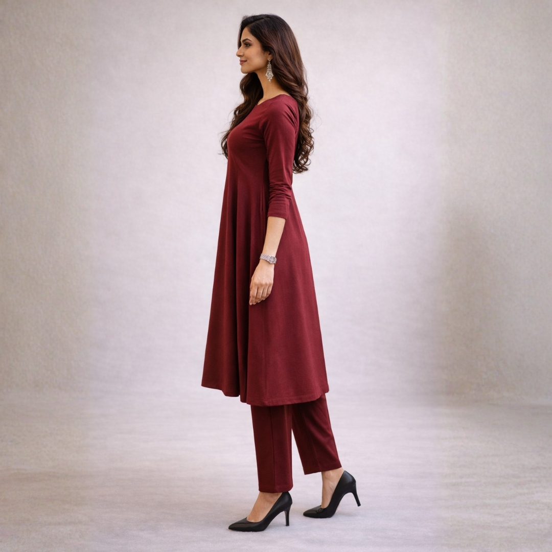 Marron Elegance Kurta Set