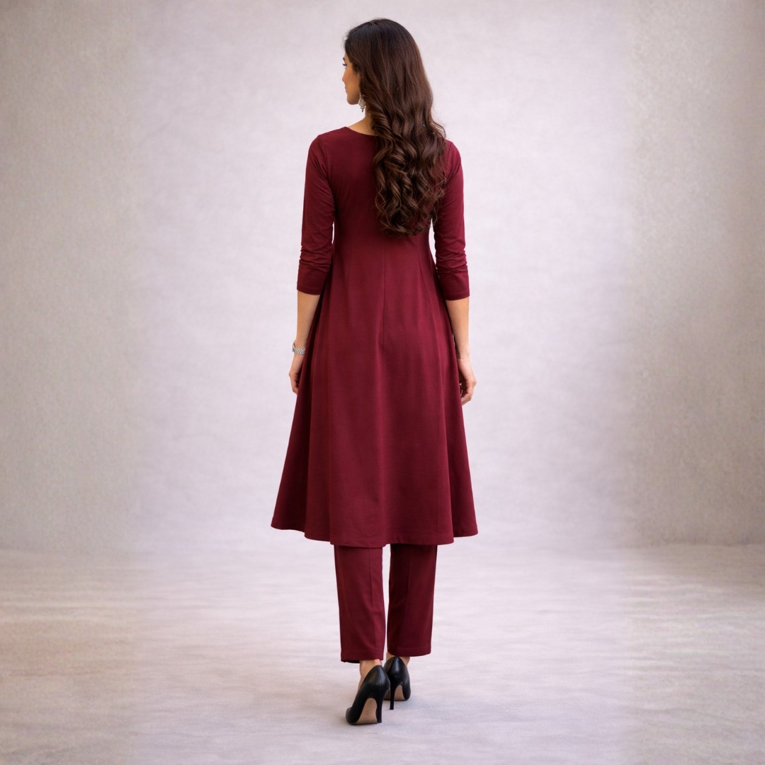 Marron Elegance Kurta Set