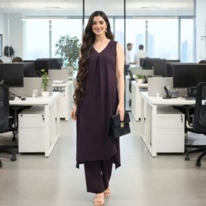 Plum Grace Sleeveless Kurta Pant Set