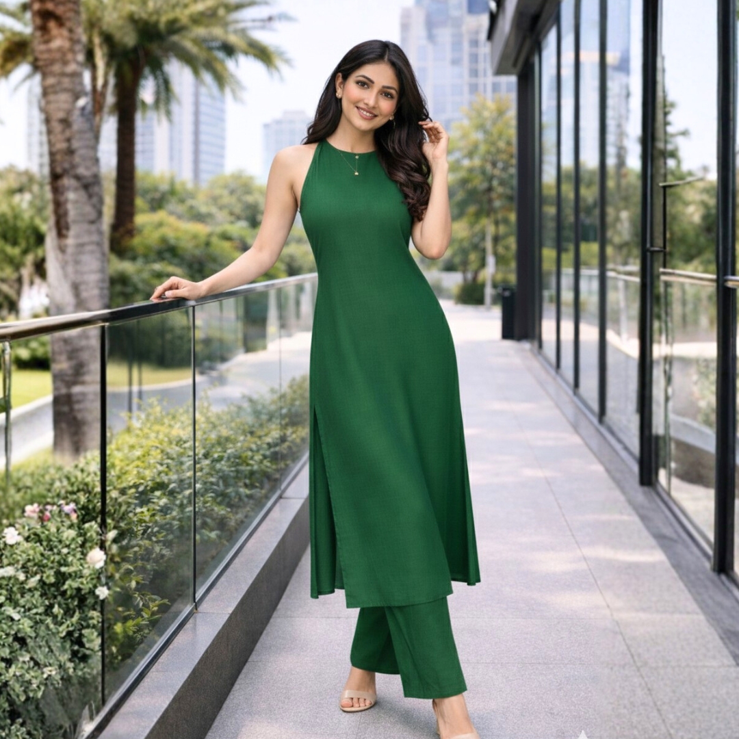 Emerald Flow Straight Kurta Set