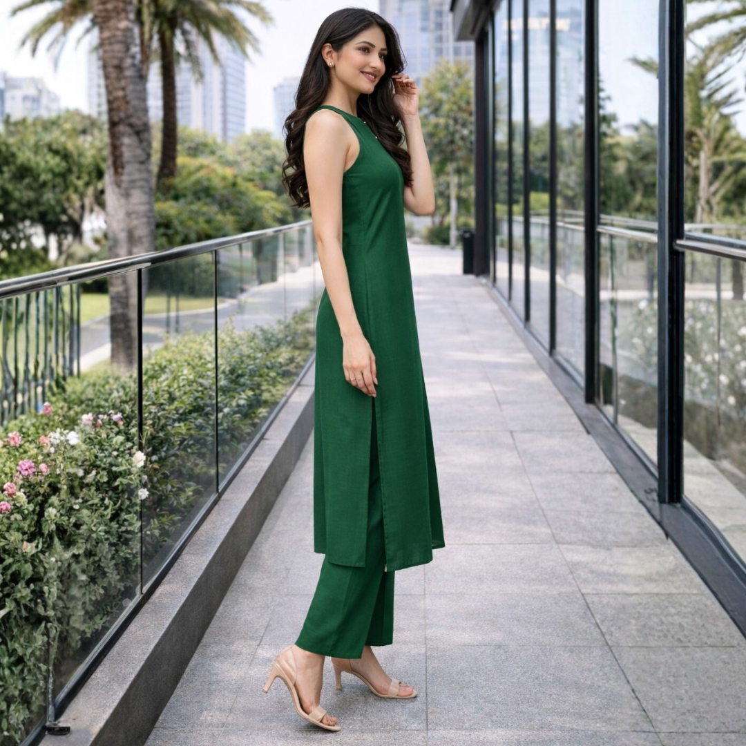 Emerald Flow Straight Kurta Set